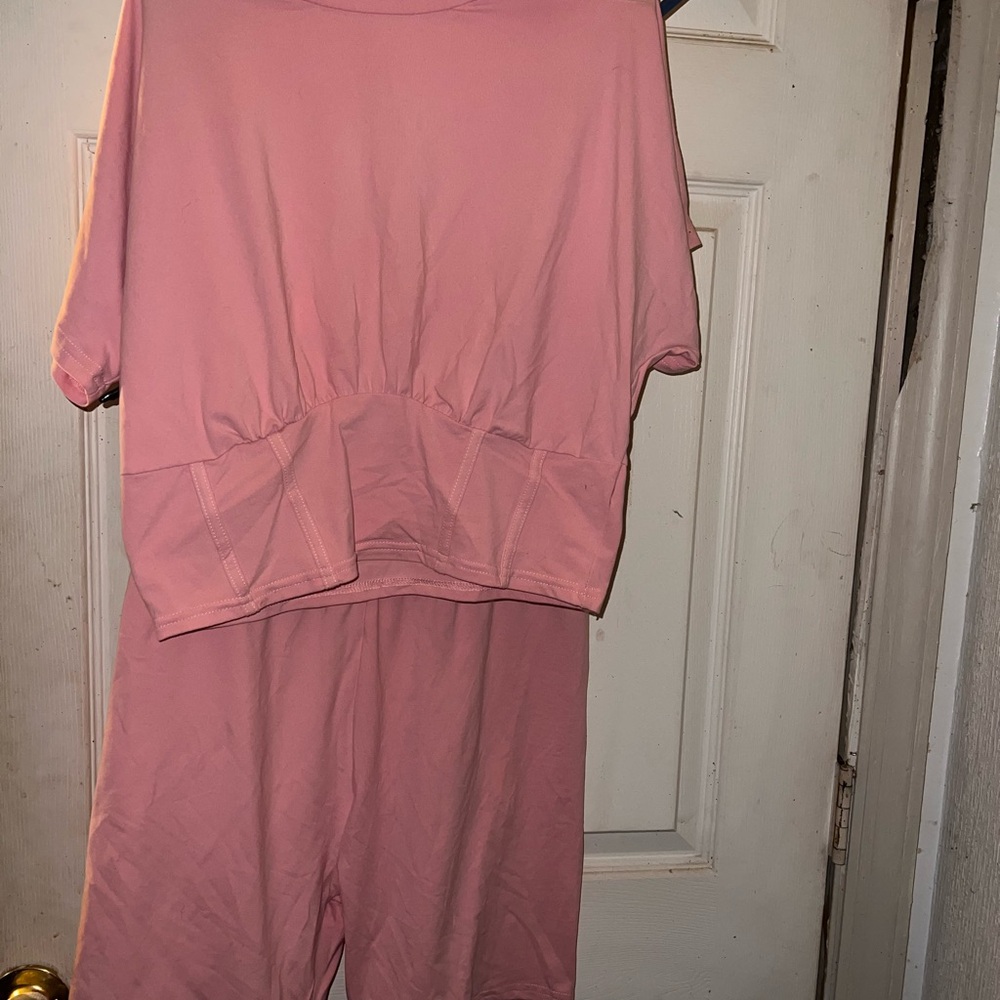 Pink Short Sleeve Top and Shorts Set